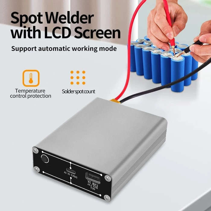 Silver - Portable Spot Welder Adjustable 30 Gears OLED Screen 5000mAh Lipo Battery 650A Welding Outp