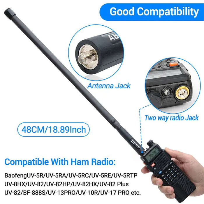 Abbree CS Tactical Antenna SMA Female Dual Band 144/430Mhz Foldable Walkie Talkie for Baofeng UV 5R