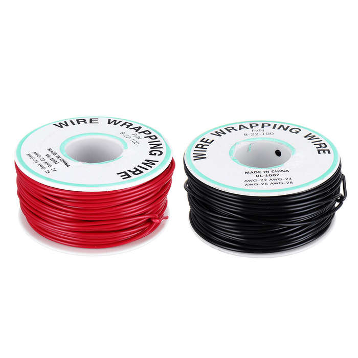Red - 30M 22AWG Black/Red UL 1007 Cable Line PCB Wire Tinned Copper Solid Wires OK Line Electrical W
