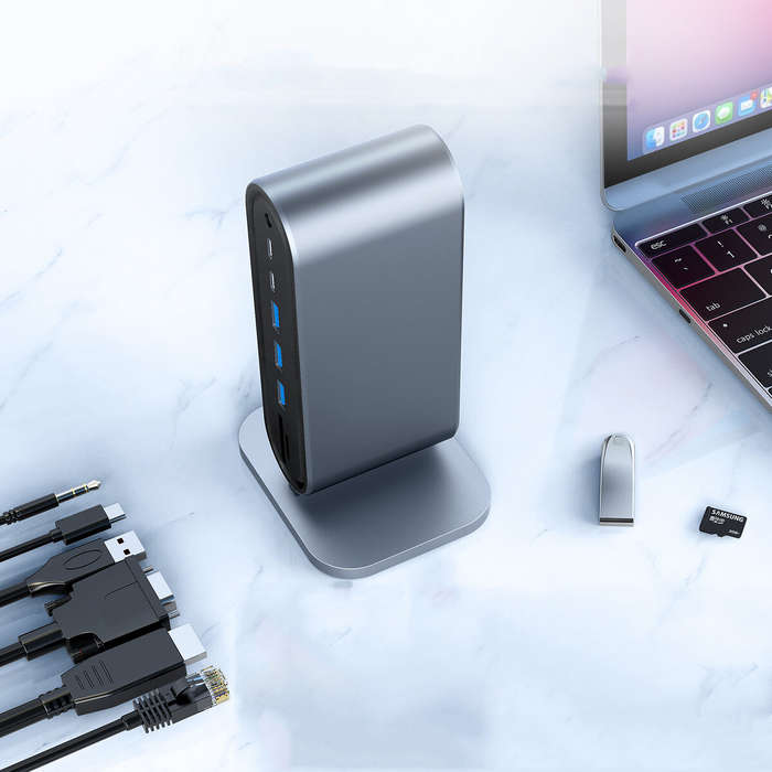 13 In 1 USB-C Hub Docking Station Adapter with 1 * USB 3.0/3 * USB 2.0/100W Type-C PD/3 * Type-C/4K