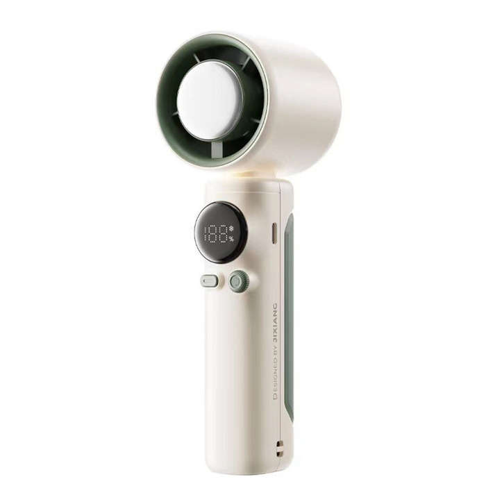 White - Tevorex Handheld High-speed Small Fan 100-speed Adjustable Wind Turbo Digital Display Ice Co