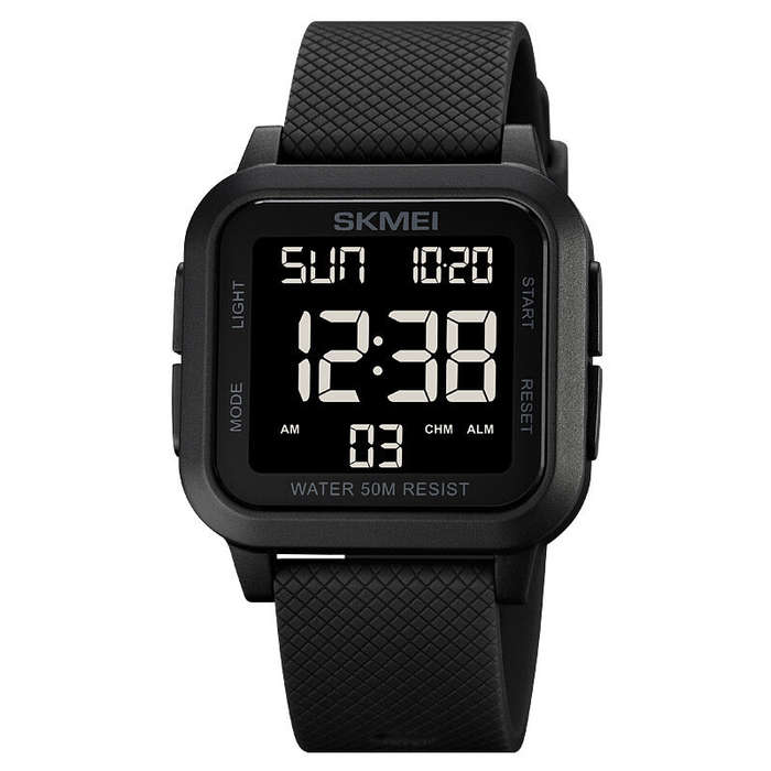 Black blue - SKMEI Square Large Screen Men Sports Electronic Watch Waterproof Watch Night Light Digi
