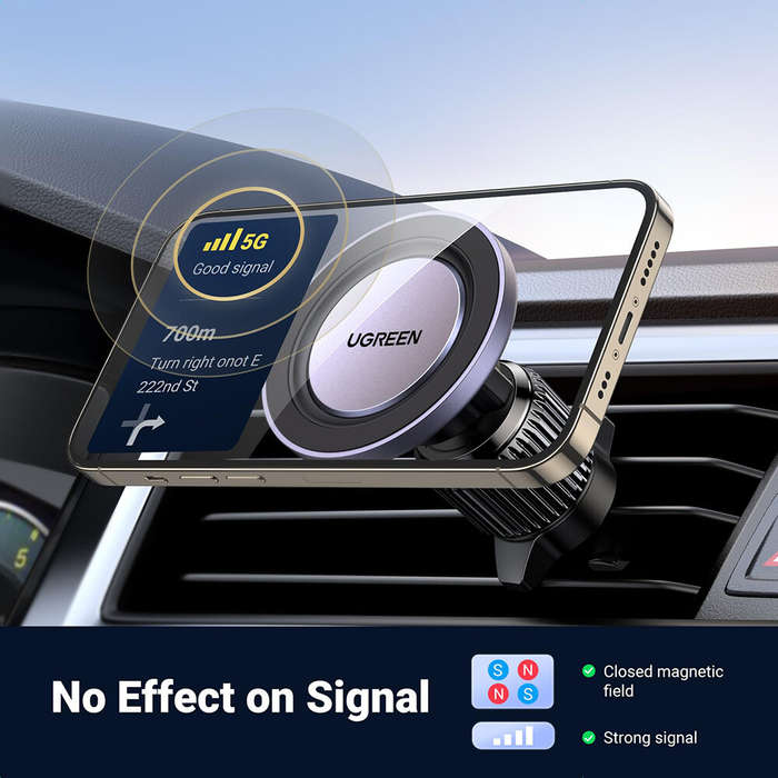 Black - UGREEN Car Air Vent Clip Phone Holder Magnetic Phone Mount Strongest Magnet Compatible with