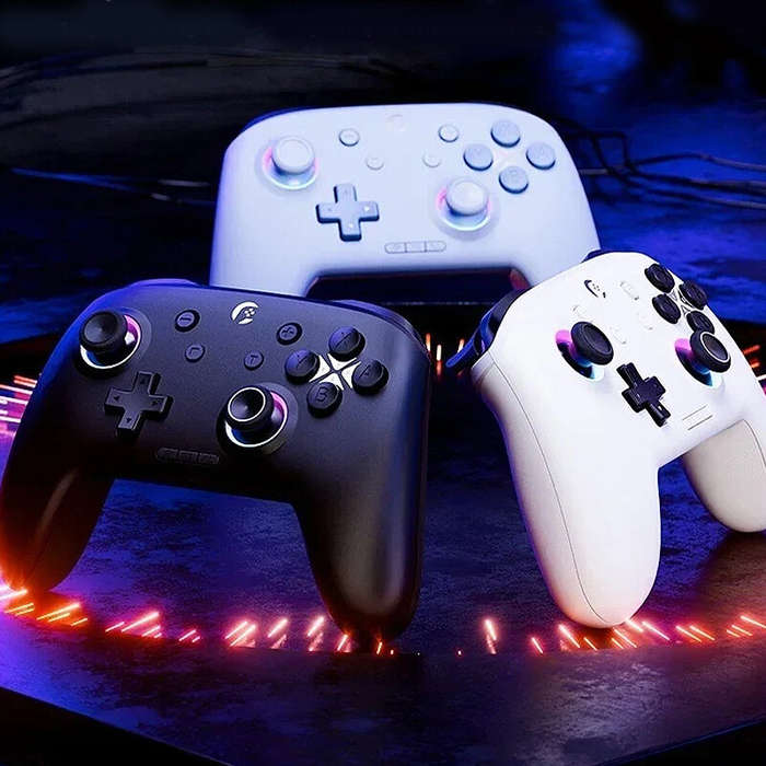 White - EWEADN D8 Tri-mode Wireless Game Controller with Hall Effect Rocker RGB Light 1KHz Return Ra