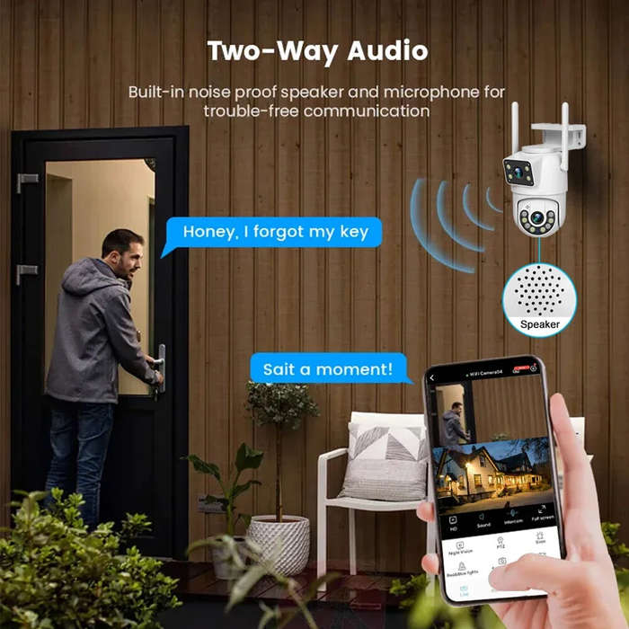Guudgo 4MP Wifi PTZ EU Camera Dual-Lens Video Surveillance IP Camera Night Vision Cameras Outdoors S