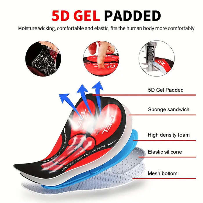3XL - Men's Cycling Pant 3D Gel Breathable Shockproof Elastic Sweat-absorbent Sport Shorts Underpant