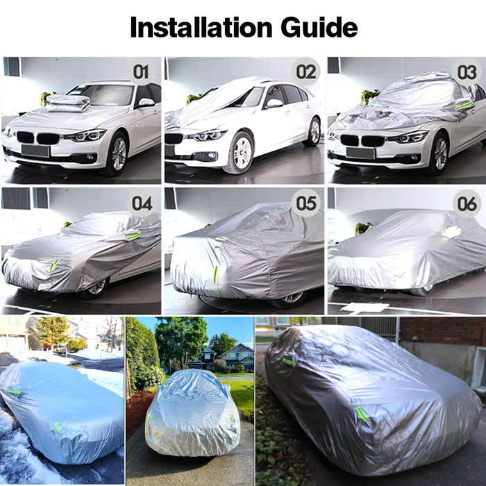 M - 190T Car Cover Indoor Outdoor Snow Sun UV Snow Dust Resistant Protection Universal