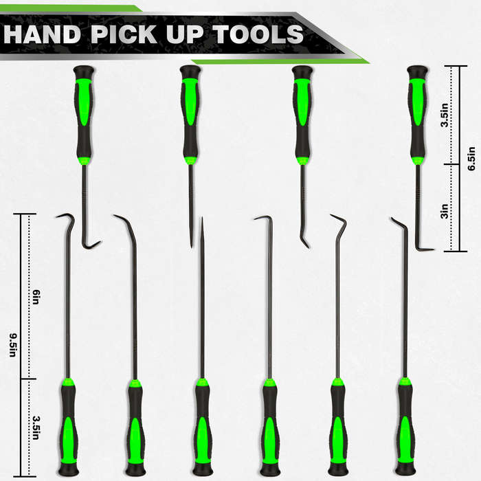 10pcs - 10pcs Chrome Vanadium Steel Seal Hook Driver Puller Set Ergonomic Glue-Coated Handle ASME St