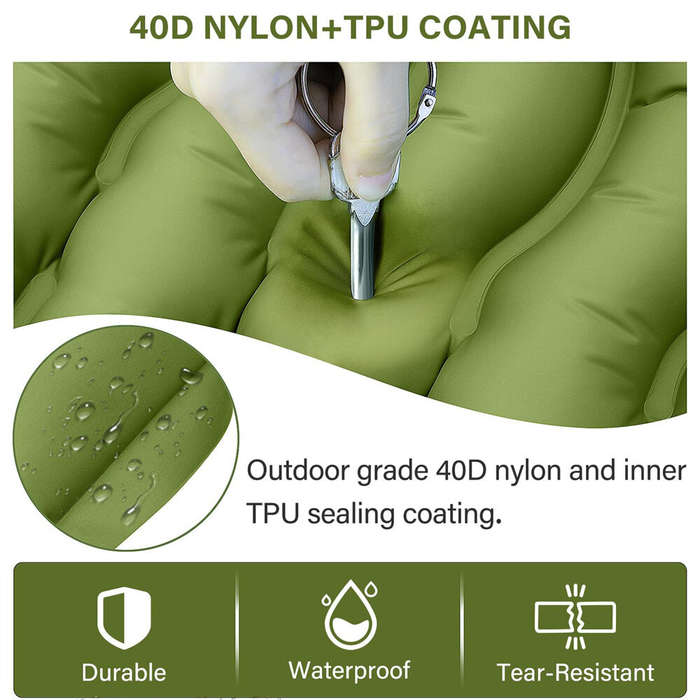 Green - IPRee Outdoor Portable Self-Inflating Camping Air Mattress 4-Inch Thick Compact Ultralight S
