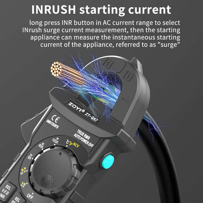 Black - ZT-QS7 Clamp Meter High Precision AC/DC Current Volt Meter with True RMS 6000 Counts Digital