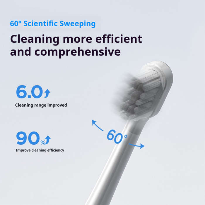 Gray - Wireless Charge Oscillation Sonic Electric Toothbrush 60-Day Battery Life IPX7 Waterproof 9 M