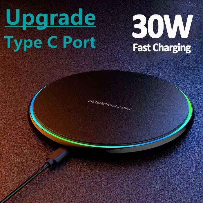 White - 30W Wireless Charger Fast Wireless Charging Pad for Smart Phones for iPhone 16 15 14 13 Pro