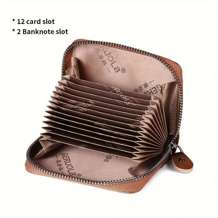 Brown - Ekphero RFID Blocking Genuine Leather Men's Card Holder, Vintage Cowhide Leather Large Capac