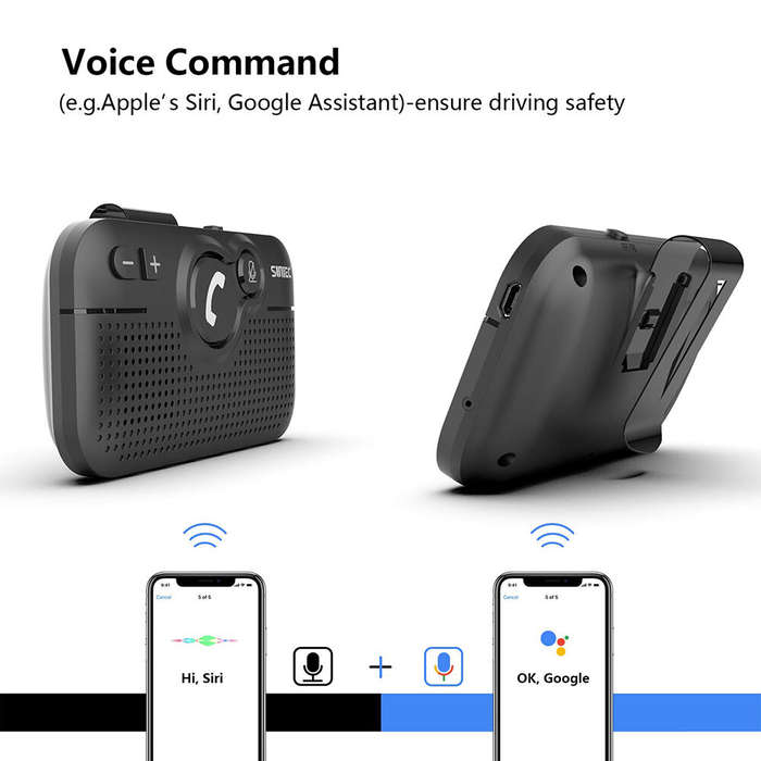 Black - Handsfree Bluetooth Car Kit for Cell Phone, Wireless Bluetooth Speaker for Car, AUTO Power O