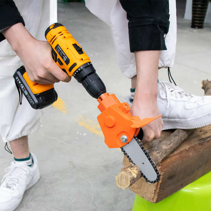Orange - 4 Inch Portable Conversion Head Kits Electric Drill to Electric Chain Saw Adapter Attachmen