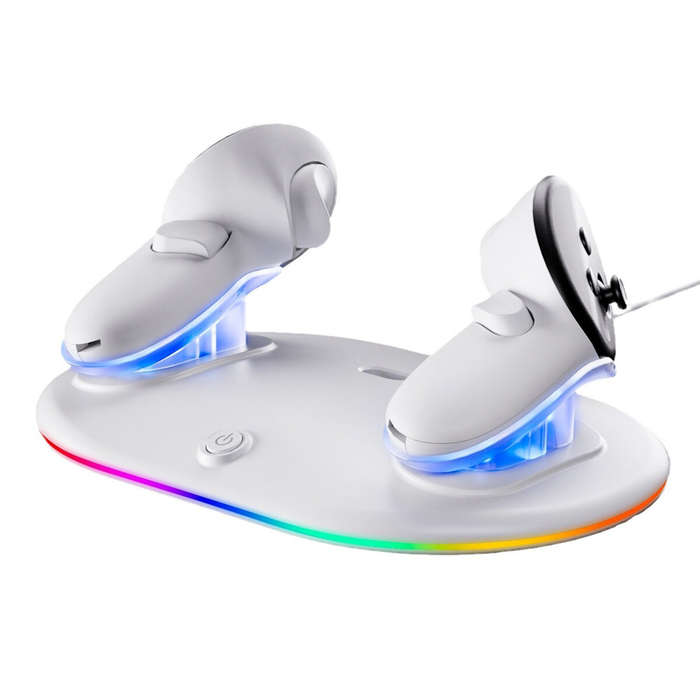 White - for Meta Quest 2/3/3s RGB Magnetic VR Controller Charger Dock Dual Gamepad Fast Charging Bas