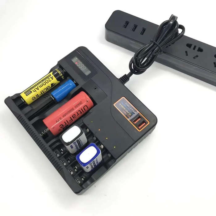 EU Plug - MS-889 Lithium Battery Multi-slot Charger 110-220V AA Battery 3.7V Lithium Battery 9V NiMH