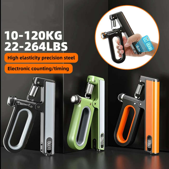 Black - 10-120kg Electronic Counting Hand Grips Strengthener Arm Spring Finger Massager Expander Han
