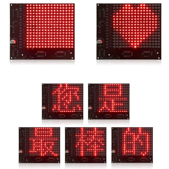 DIY Kit - SMD Dot Matrix Advertising Screen Kit 256 LED 5V DC Pre-Programmed Microcontroller DIY Ele