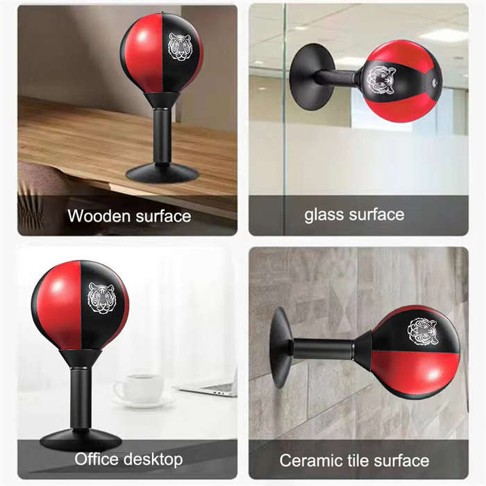 Red+Black - KALOAD Adult Boxing Training Bag Leather Desktop Speed Ball Wall-Mounted Strong Cup Kids
