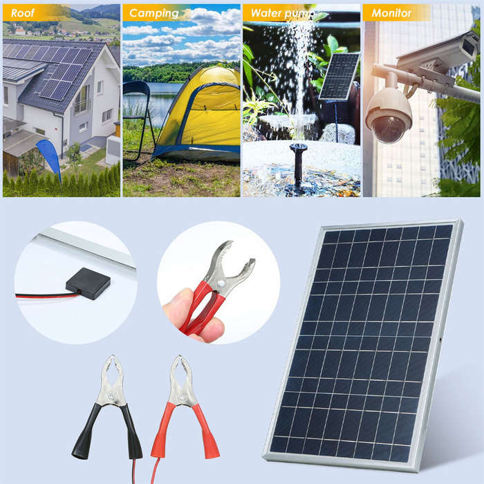 10W - IPRee 10W 12V Solar Panel Charger USB Port Photovoltaic Power Bank Kit Portable Solar Battery
