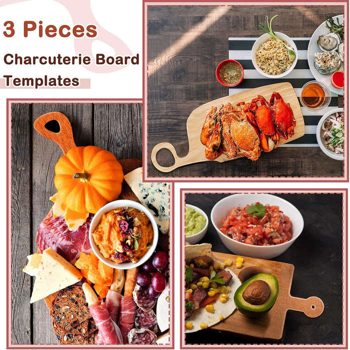 #A - 3PCS Woodworking Essentials Acrylic Router Templates for Charcuterie Board Handles Cutting and