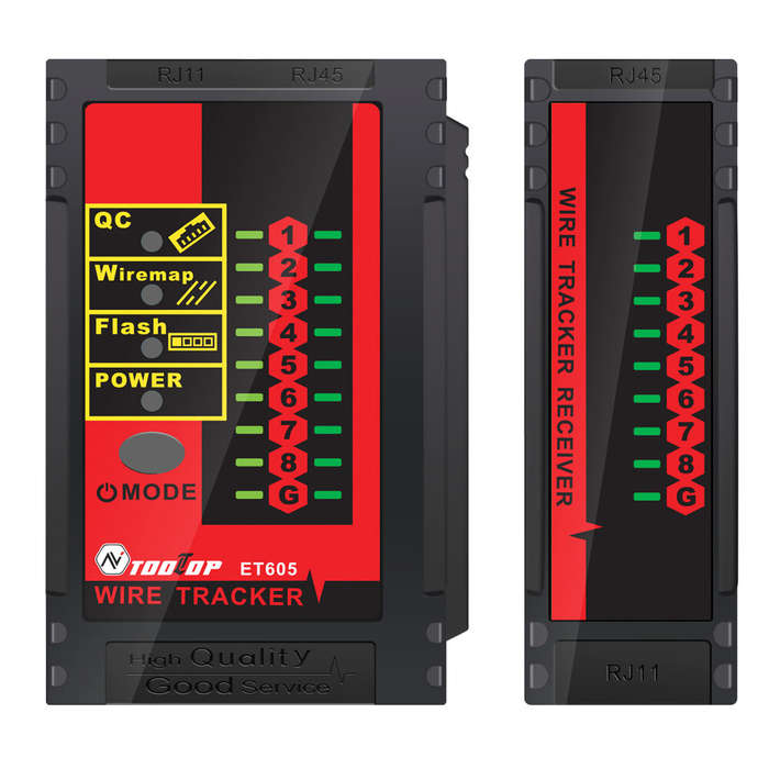 TOOLTOP ET605 LAN Network QC Cable Port Tester Pairing Check Switch Flash POE Withstand 60V Telephon