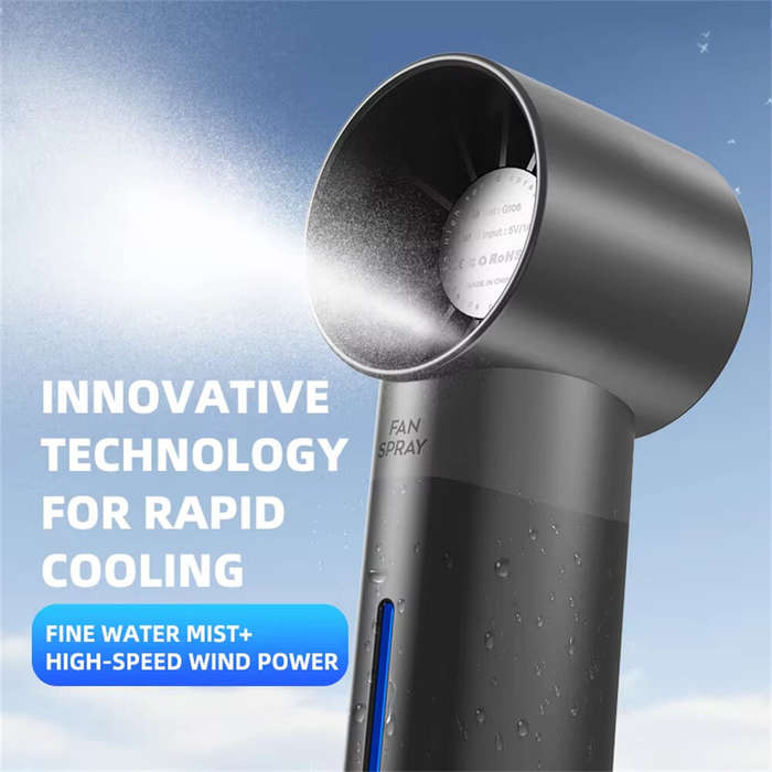 White - IPRee Portable Humidifier Fan Mini Handheld Mist Fan Portable USB Rechargeable Handheld Fan