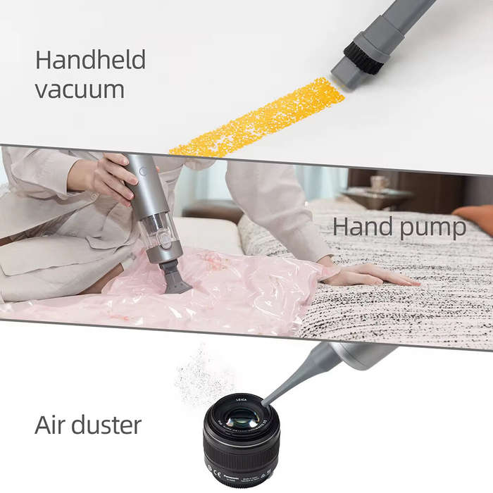 Grey - Mini Vacuum Cleaner & Air Purifier & Hand Pump 3-in-1 Cordless Handheld Vacuum Cleaner, 3 Typ