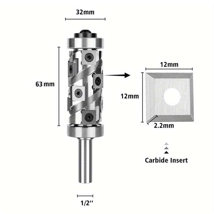 Type-A - Top&Bottom Bearing Flush Trim Router Bit 1/2 Shank with 12PCS Carbide Inserts Woodworking T