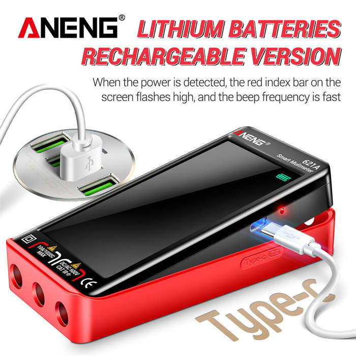 ANENG 621A 9999 Counts Auto Range Full-screen Touch Smart Digital Multimeter Rechargeable DC/AC Volt
