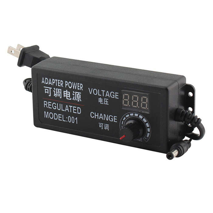 US Plug - Universal AC to DC Adapter 48W Adjustable Voltage 3-24V 3A with LCD Display 14 Tips Polari