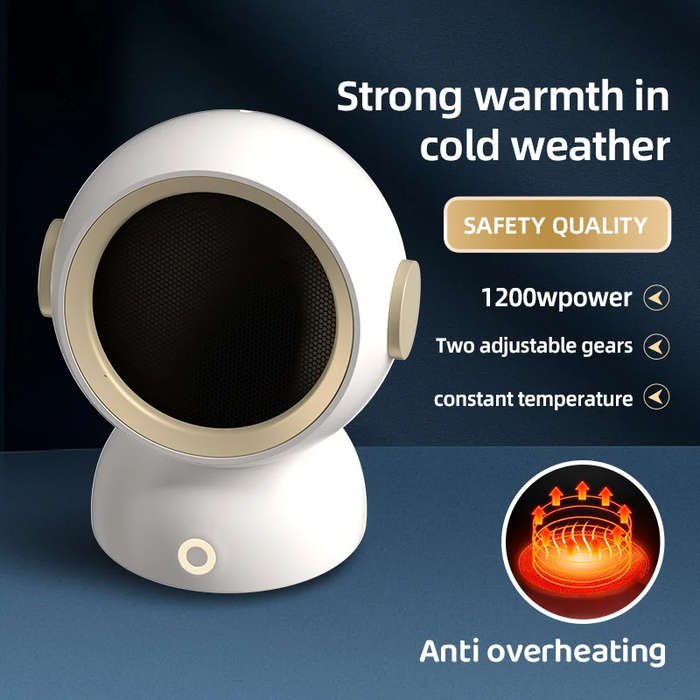 US - 1200W Instant Heating Desktop Heater Electric Heater Portable Desktop Fan Heating Heater Mini R