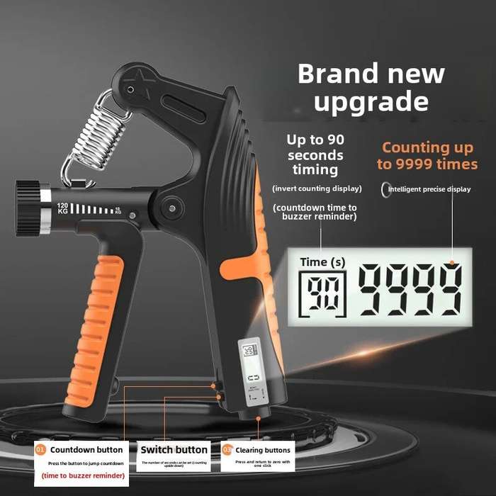 Green - KALOAD 10-120kg Adjustable R-Type Hand Gripper with Countdown/Counting Finger Strength Rehab