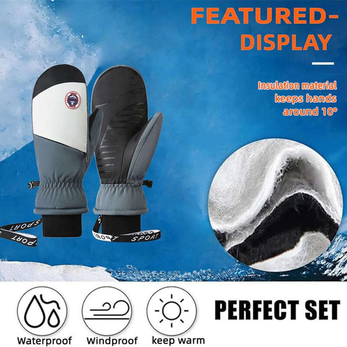 Blue - Men Women Winter Thick Mittens Windproof Ski Gloves Snowboard Sport Warm Waterproof for Outdo