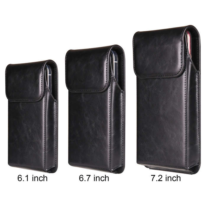 7.2inch - Business Casual Magnetic Universal Mobile Phone Waist Bag Leather Belt Clip Phone Holster