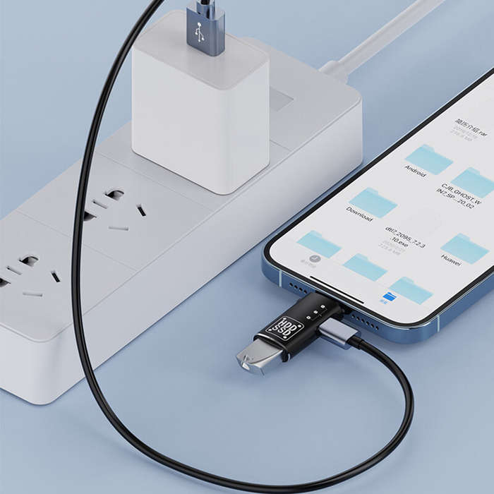 Type-C(Black) - Type-C to Lightnings OTG Adapter Fast Data Transfer Fast Charging Supported Type-C F