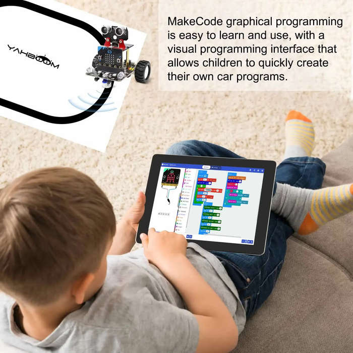 with Microbit V2 - Yahboom Microbit Smart Robot Car Micro:bit V2 Board Make Code Programming STEM Ed