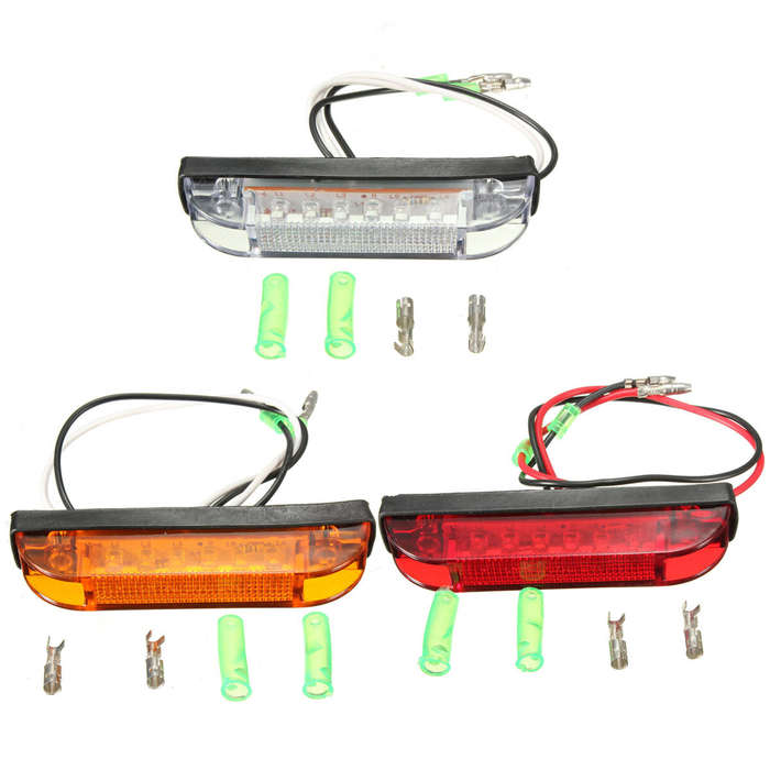 Red - 6 LED Clearance Side Marker Light Indicator Lamp Truck Trailer Lorry Van 12V 24V