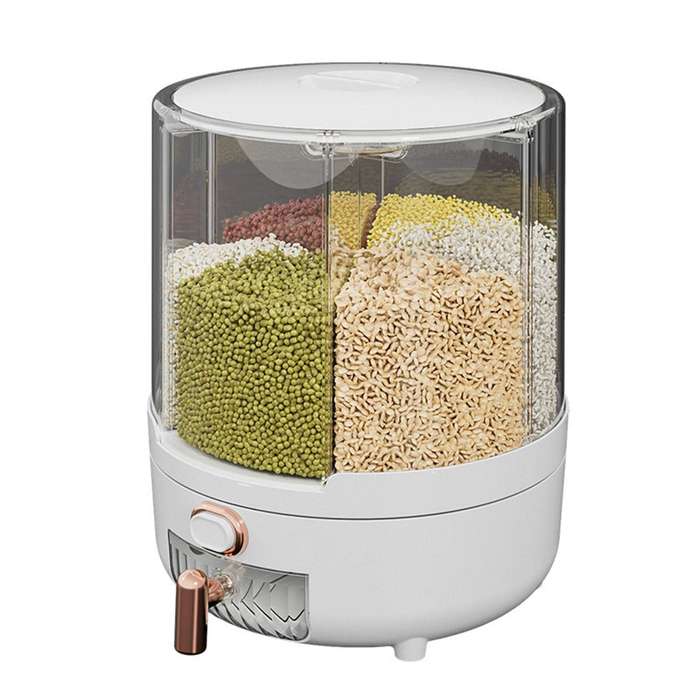 Large - Household Rice Dispenser 360 Degree Rotating Transparent Dry Food Dispenser Sealed Food Hold