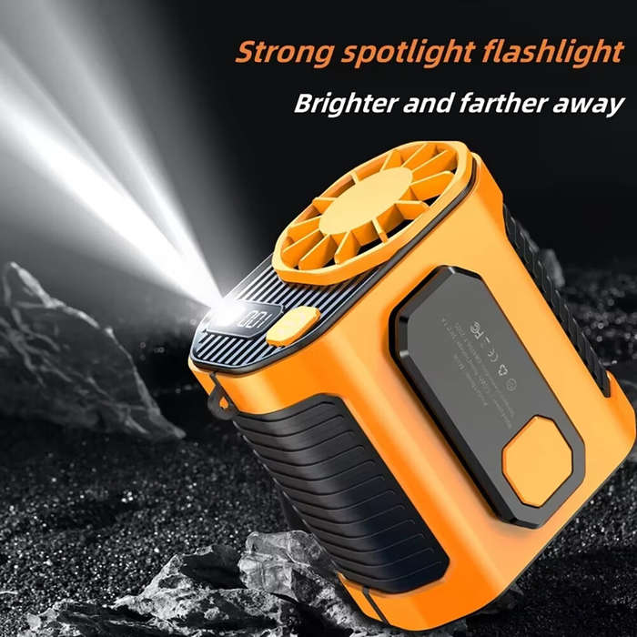 Type A - Outdoor Camping Fan Hanging Waist Fan 5000mAh Portable Waist Fan with Power LED Lighting Fo