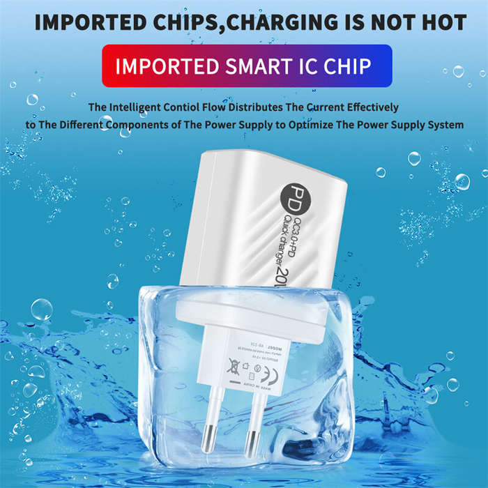 White - 20W 2-Port USB PD Charger USB-A+Type-C PD QC3.0 2.0 AFC FCP Apple2.4A Fast Charging Wall Cha
