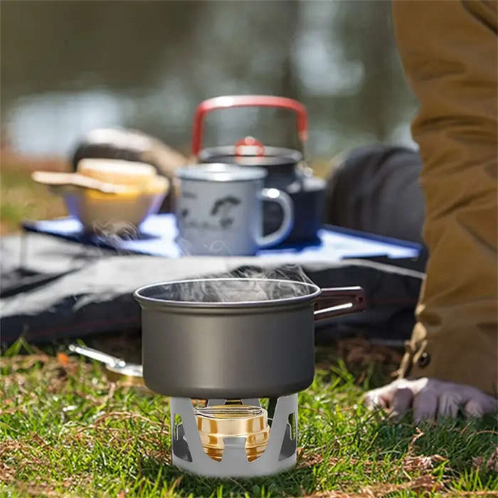 Grey - IPRee Portable Mini Alcohol Stove Burner Adjustable Firepower Gasoline Stove Aluminum Alloy B