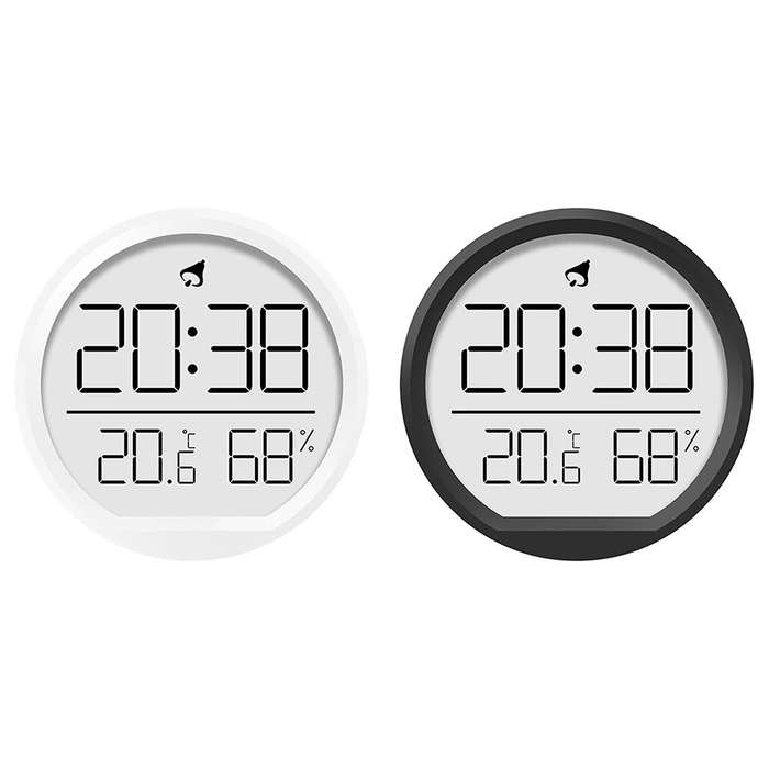 White - Electronic Hygrometer Alarm Clock Folding Bracket LED Display Temperature Wall Desk Clock Fo
