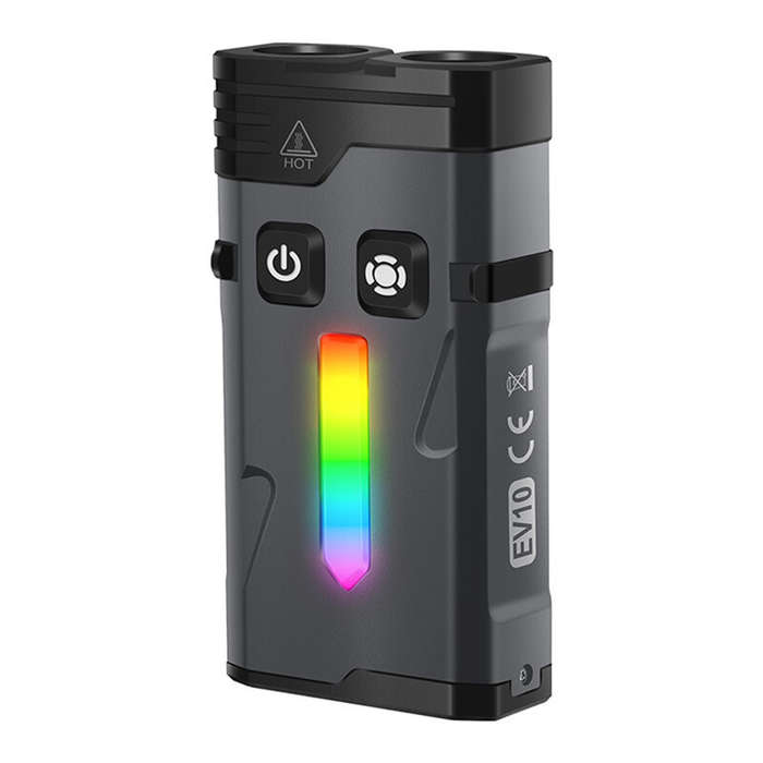 Black - SEEKNITE EV10 1100LM EDC Keychain Flashlight Polypan-RGB Flash Color Clip-on Light Type-C Re