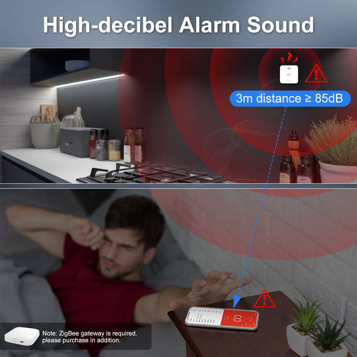 White - MOES Tuya CO Detector Alarm Gas Leak Carbon Monoxide Detector Wireless Household Gas Siren A