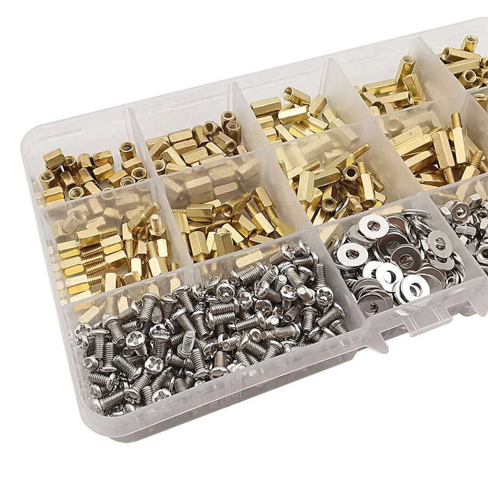 Kit - 910Pcs M3 Copper Standoff Screws Nuts Washers Assortment Kit 6mm to 14mm Standoffs for PCB Mou