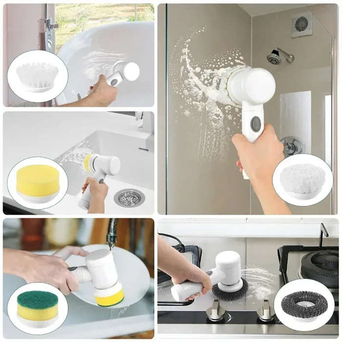 Gray - Electric Cleaning Brush Kitchen Bathroom Multifunctional Cleaner Electric Scrubber Bathroom C