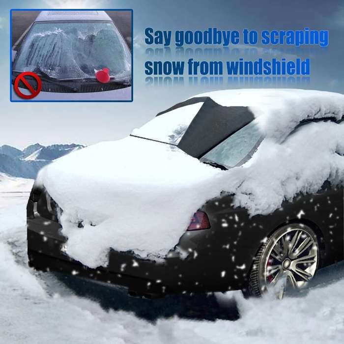 White - Car Rear Windshield Snow Cover 4-Layer For Winter Snow Frost Removal With Magnetic Edge And