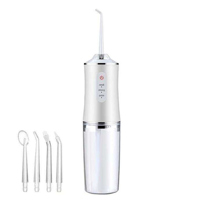 White - Cordless Dental Oral Irrigator with Adjustable Pressure Modes USB Rechargeable Water Flosser